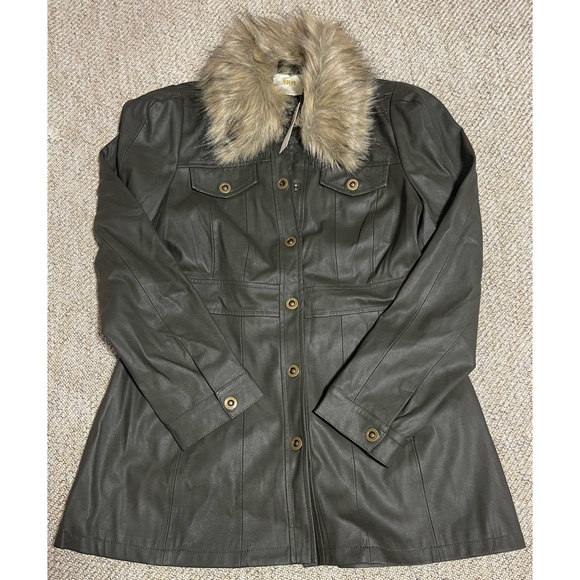 Anthropologie Kellie Faux Leather Fur Trim - NWT - SZ 6 - Picture 5 of 14